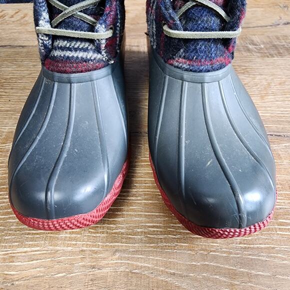 Sperry Plaid Fleece Ducks Rain Boots | Women's 7M - Picture 3 of 12